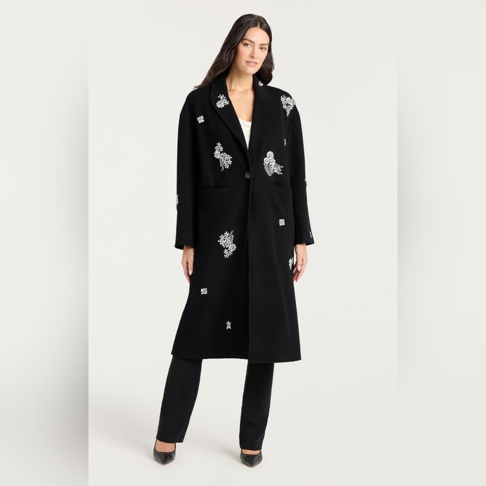NWT Cinq a Sept Crystal Ivy Gravis Embellished Coat - Medium